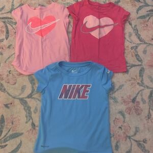Nike Kids' Pink and Blue Heart Tees